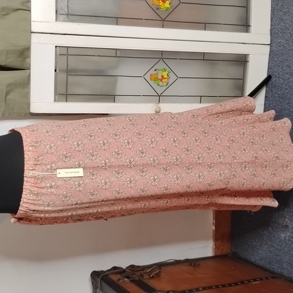 - Max Studios Peachy Pink Yellow Floral Hi-Low Maxi Skirt NWT - Picture 5 of 6